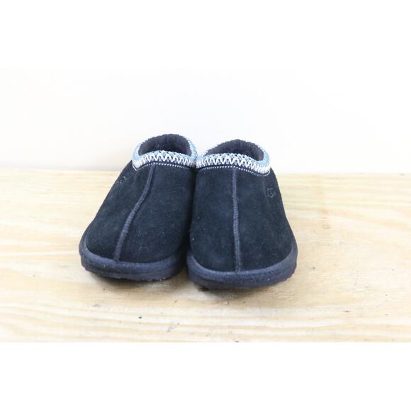 Ugg Slippers Kids 1 Black Suede Tasman II Shearling Lined Slip On Unisex Shoes - Picture 2 of 7